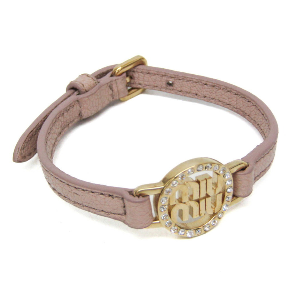 MIU MIU Pink Leather Charm Bracelet